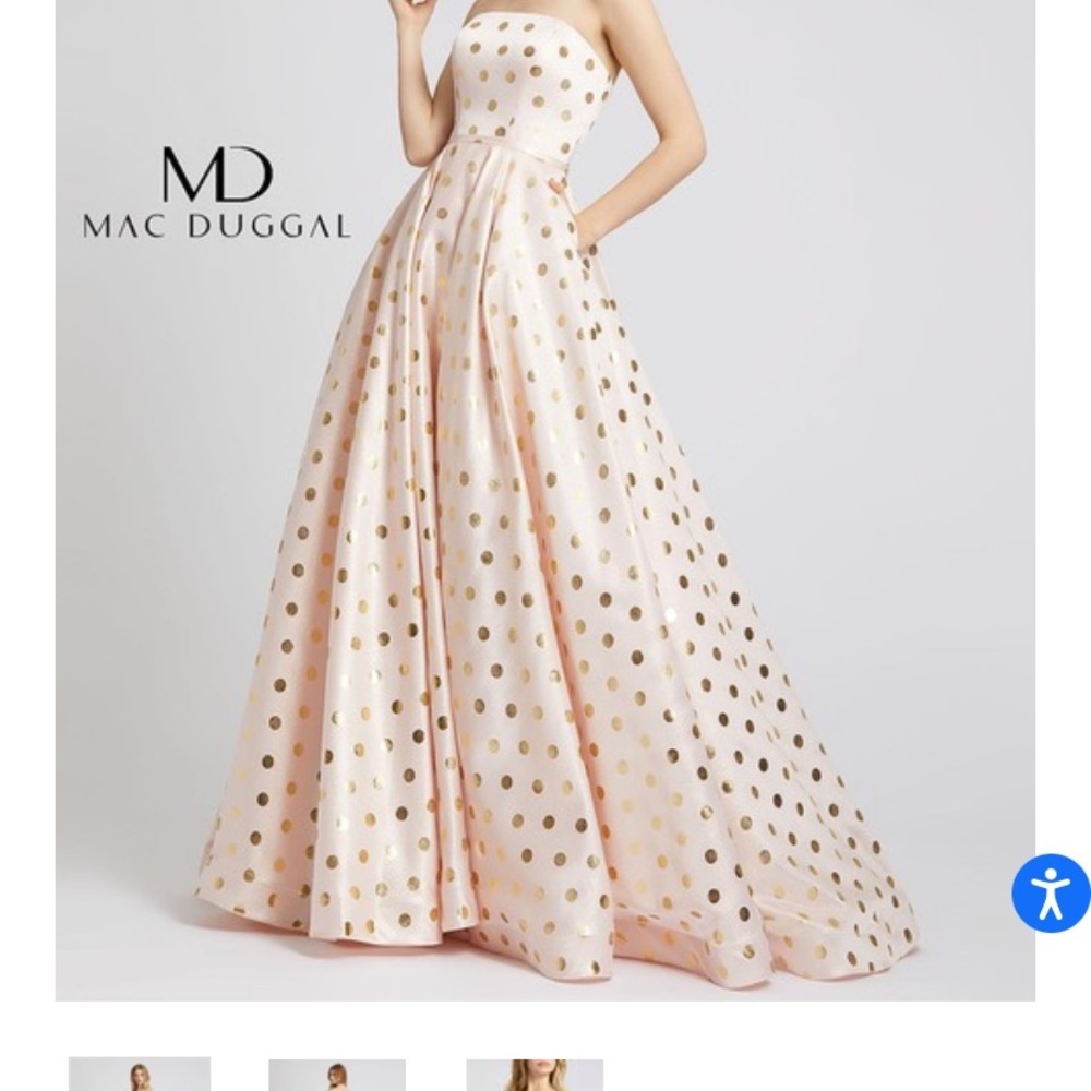Mac Duggal Strapless Polka Dot Ball Gown